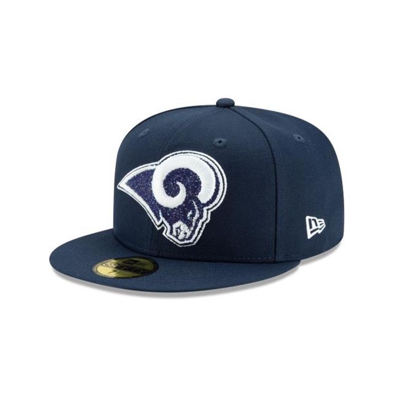 NFL Los Angeles Rams Crystals From Swarovski 59Fifty Fitted (SXF8968) - Blue New Era Caps